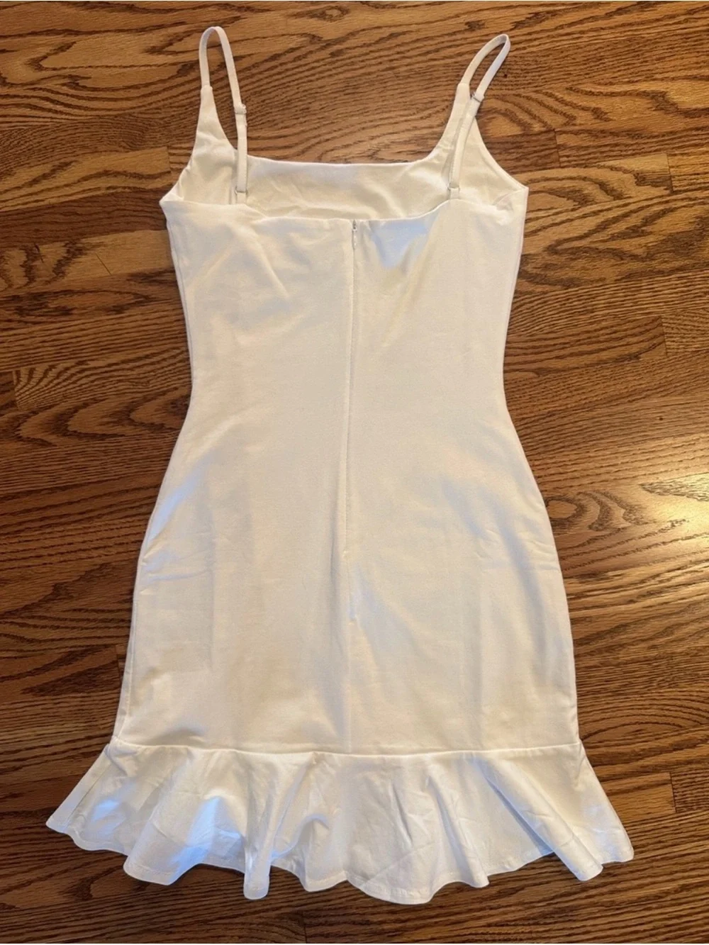 Princess Polly White Spaghetti-Strap Mini Dress with Ruffle Hem